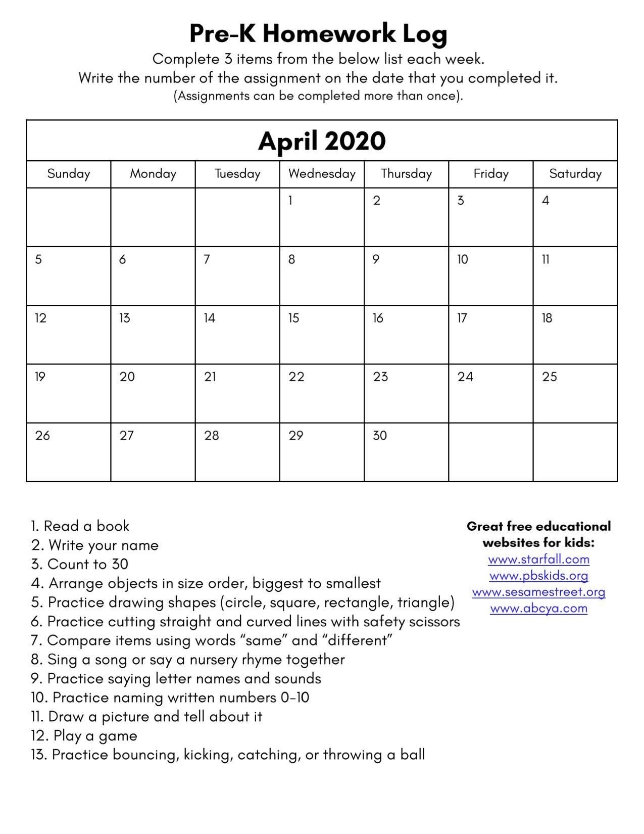 monthly homework choice calendar and weekly enrichment