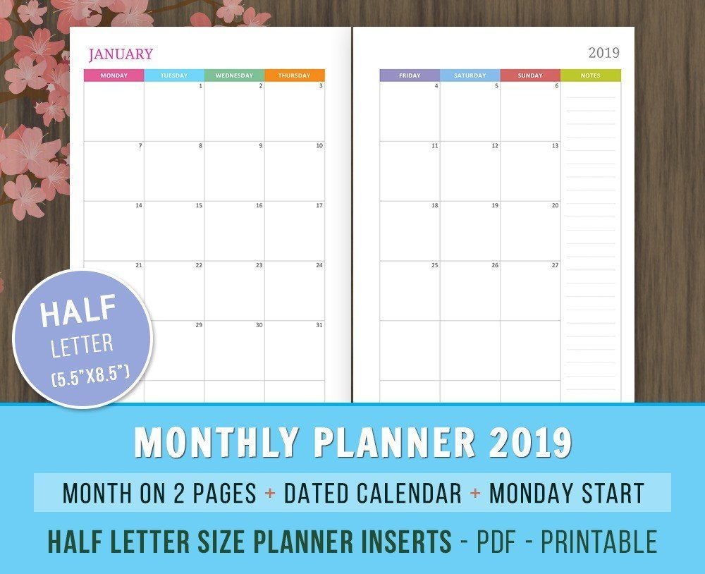 Monthly Planner 2021 Inserts Lined And Dated Mo2p Calendar