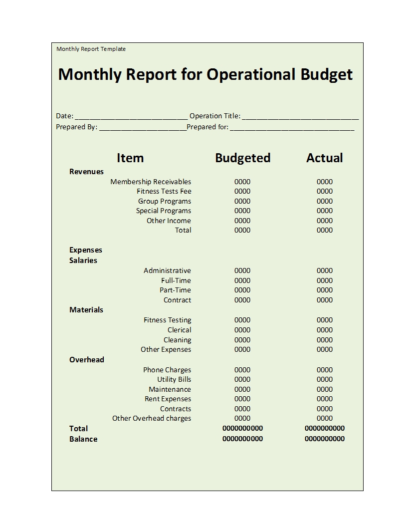 Monthly Report Template