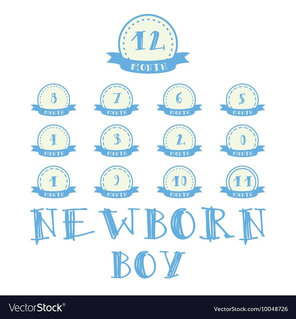 Monthly Stickers With Ribbon For Photo Boy Labels