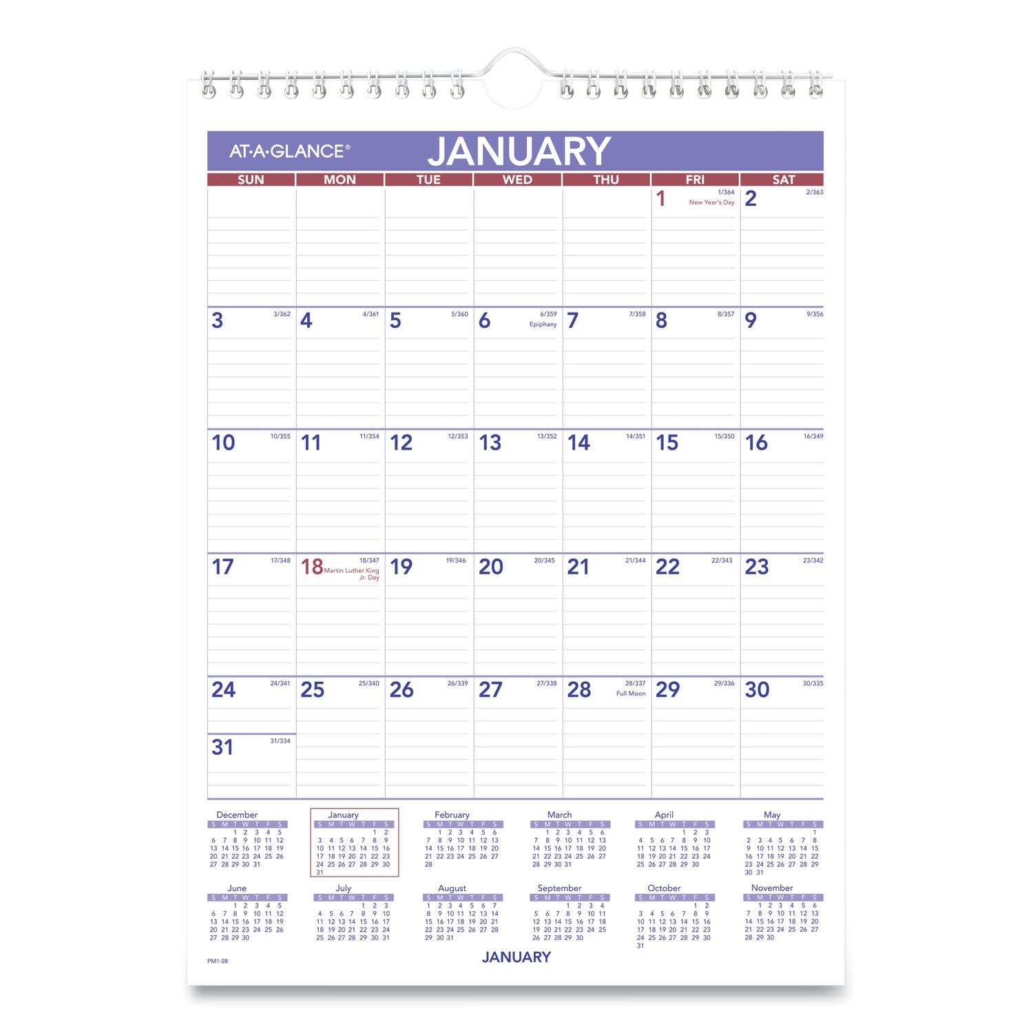monthly wall calendar with ruled daily blocks, 8 x 11, white, 2021