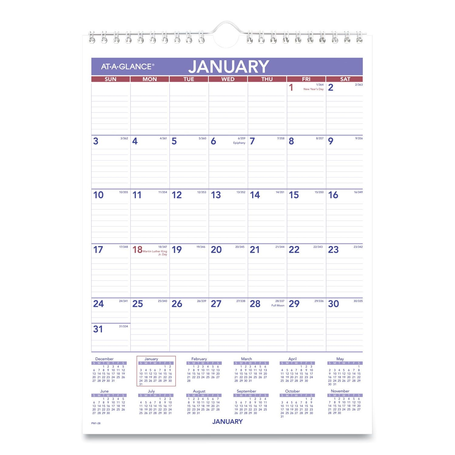 Monthly Wall Calendar With Ruled Daily Blocks, 8 X 11, White, 2021