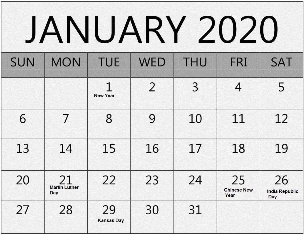Most Recent No Cost January Calendar 2020 Wallpaper