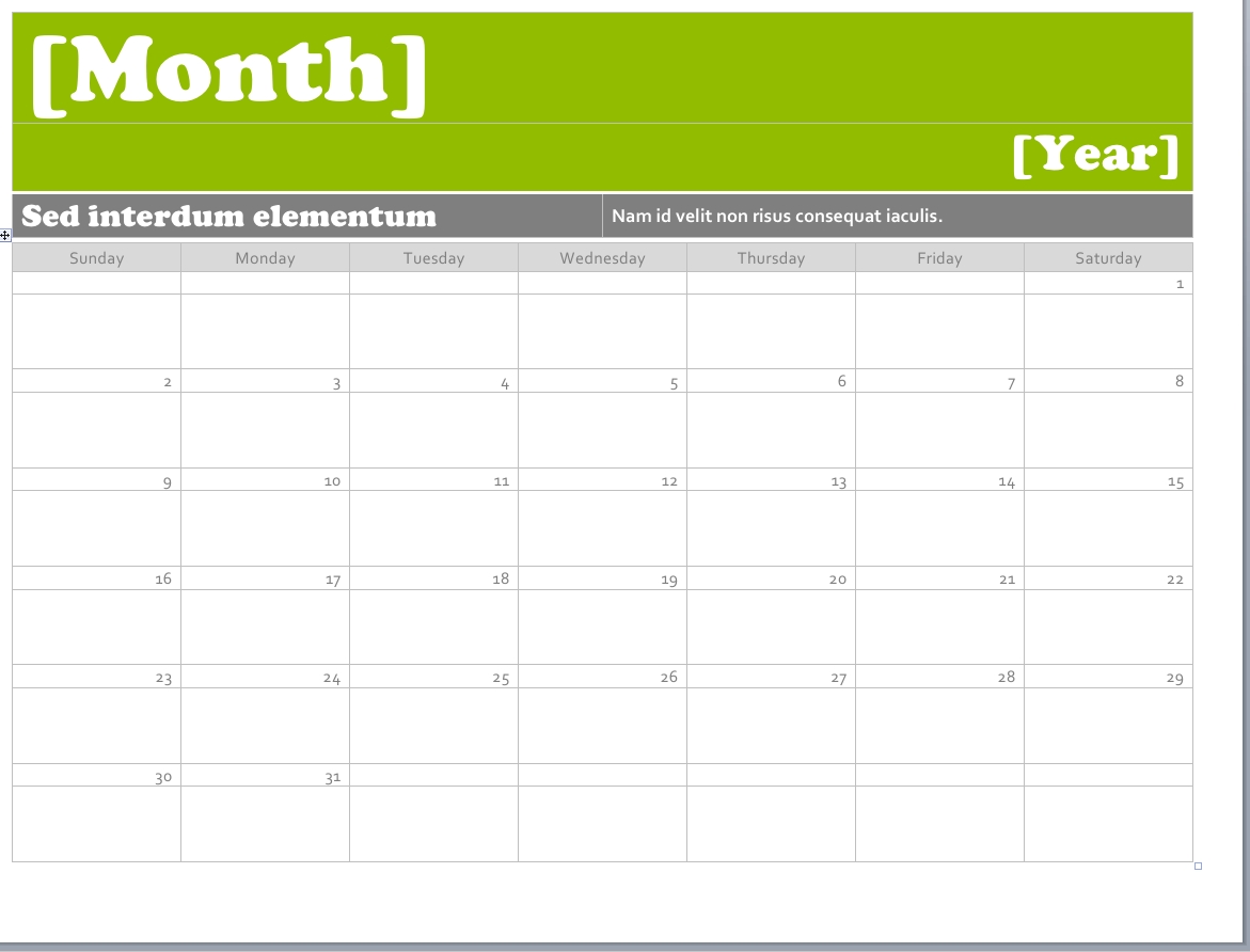 ms word calendar templates • printable calendar template