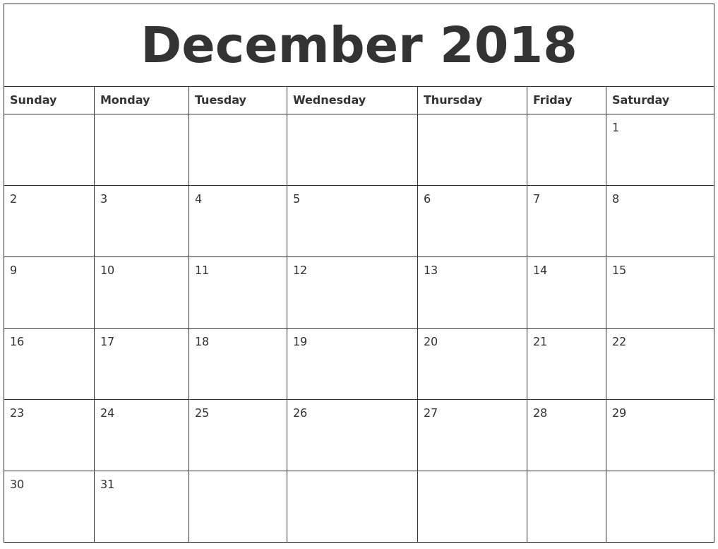 november 2018 calendar with holidays usa — free december