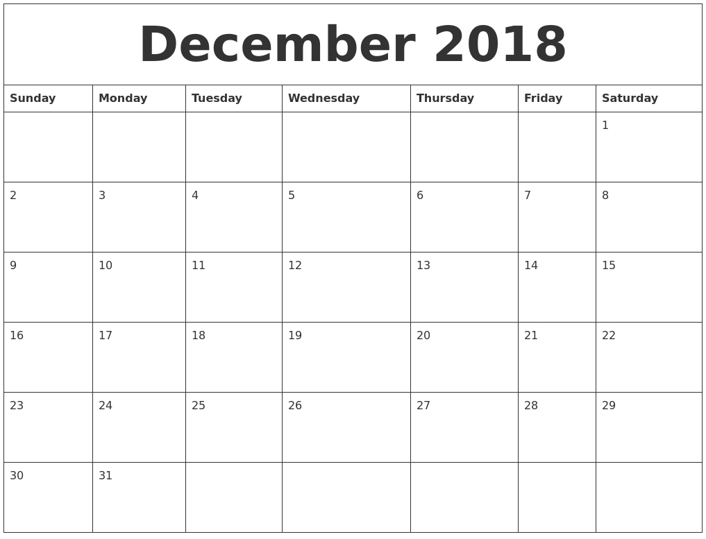 November 2018 Calendar With Holidays Usa — Free December