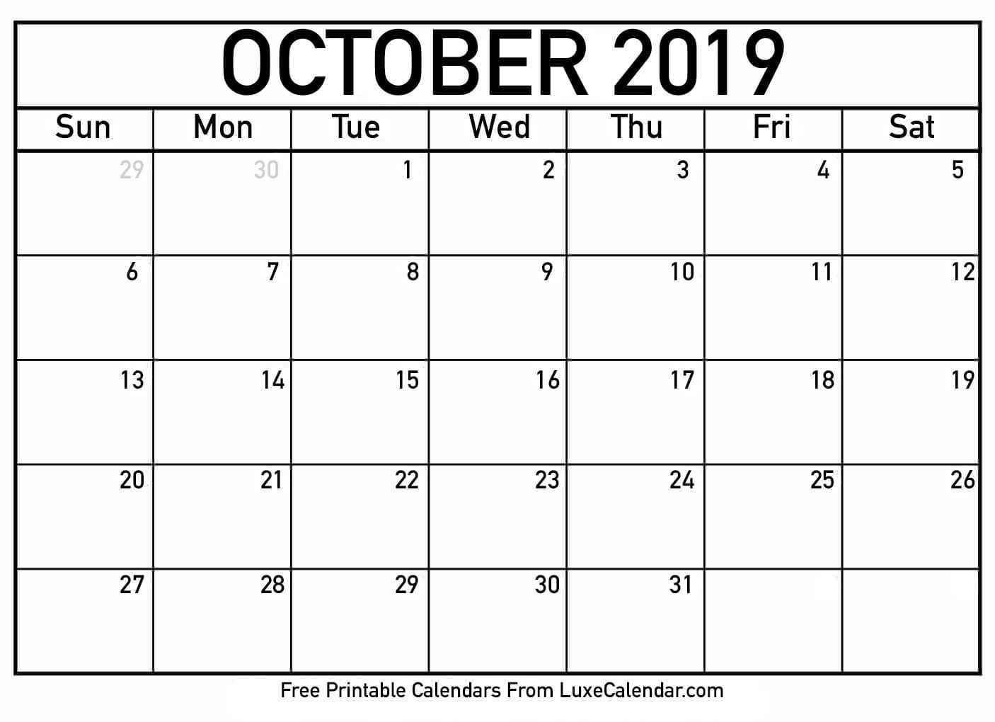 october 2019 calendar printable | calendar printables