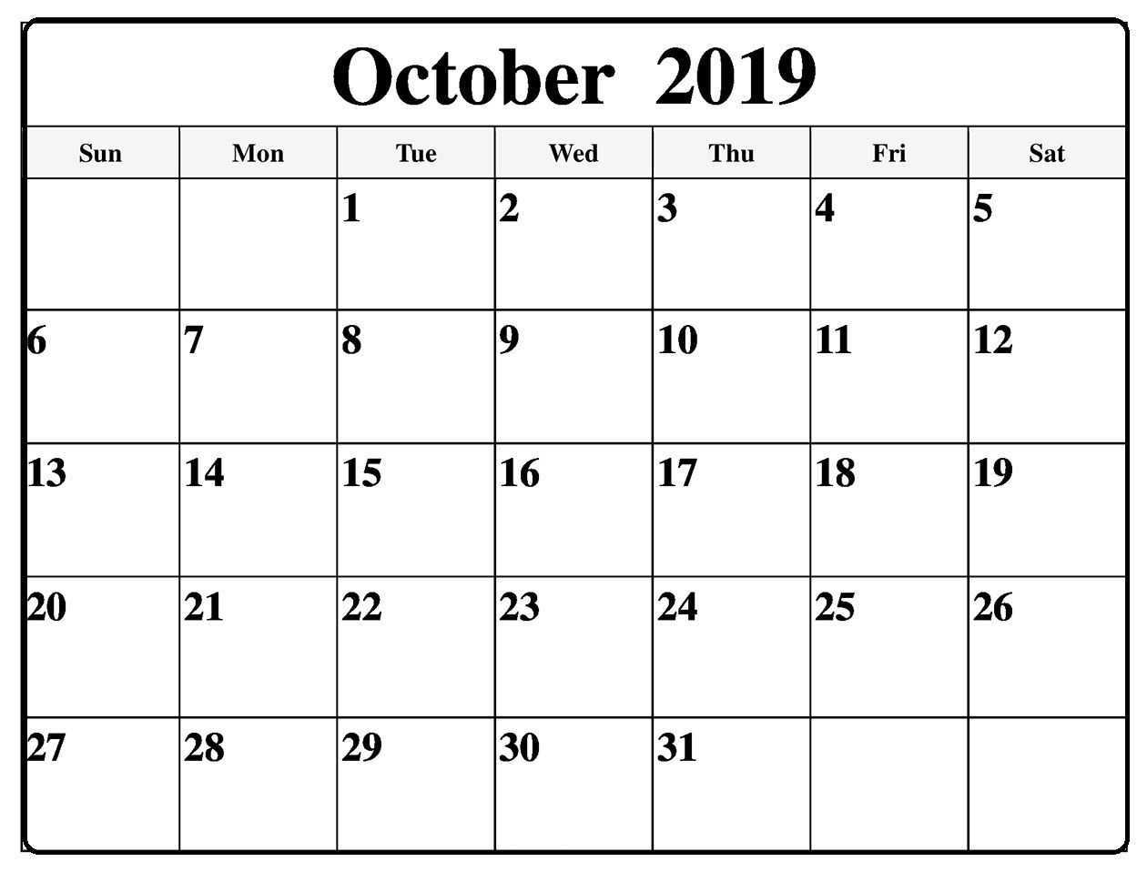 october 2019 calendar printable word template latest