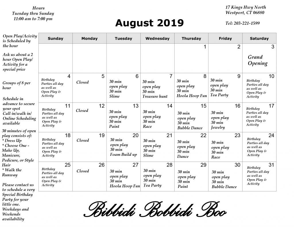 our calendar – bibbidi bobbidi boo
