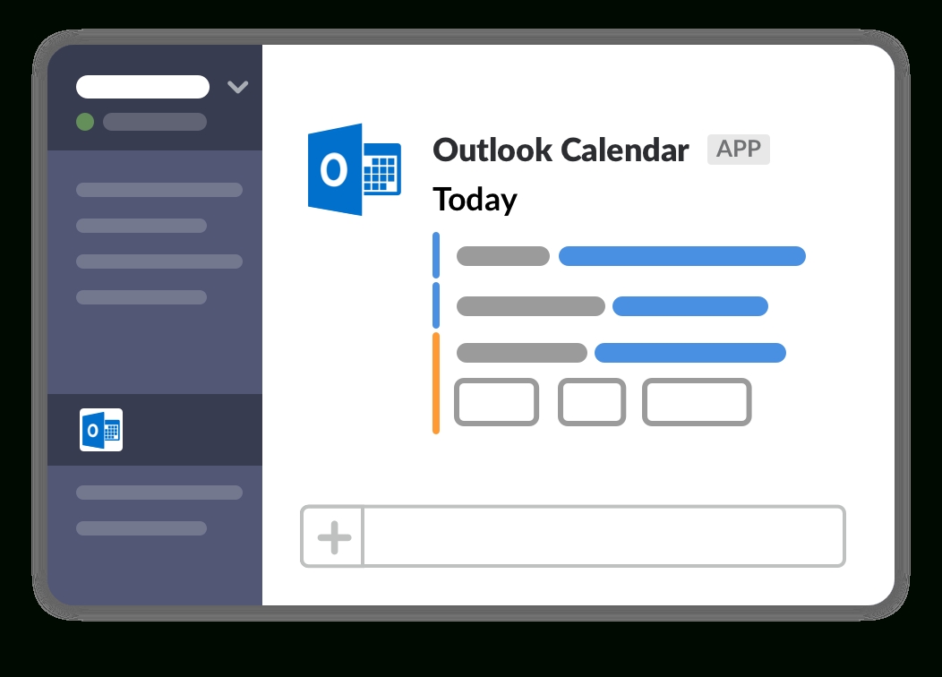 outlook calendar app | slack