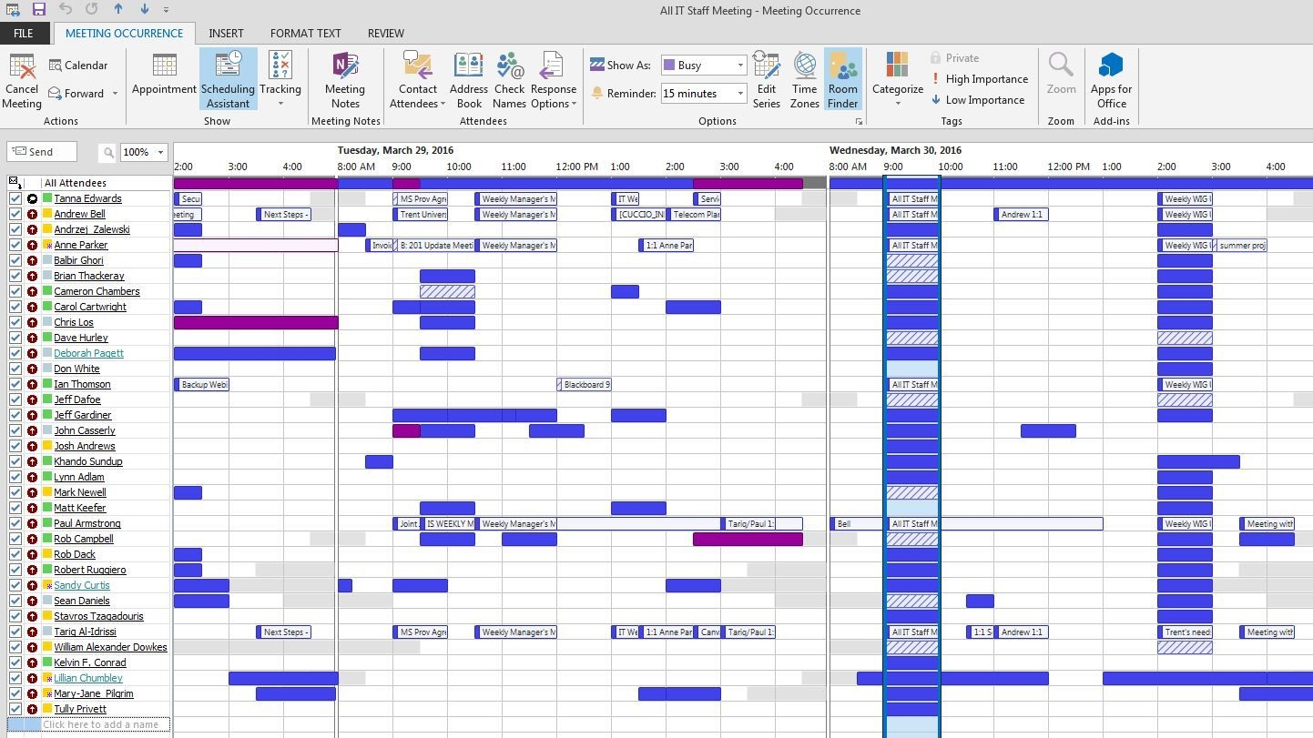 Outlook Meeting Planning & Tracking Information