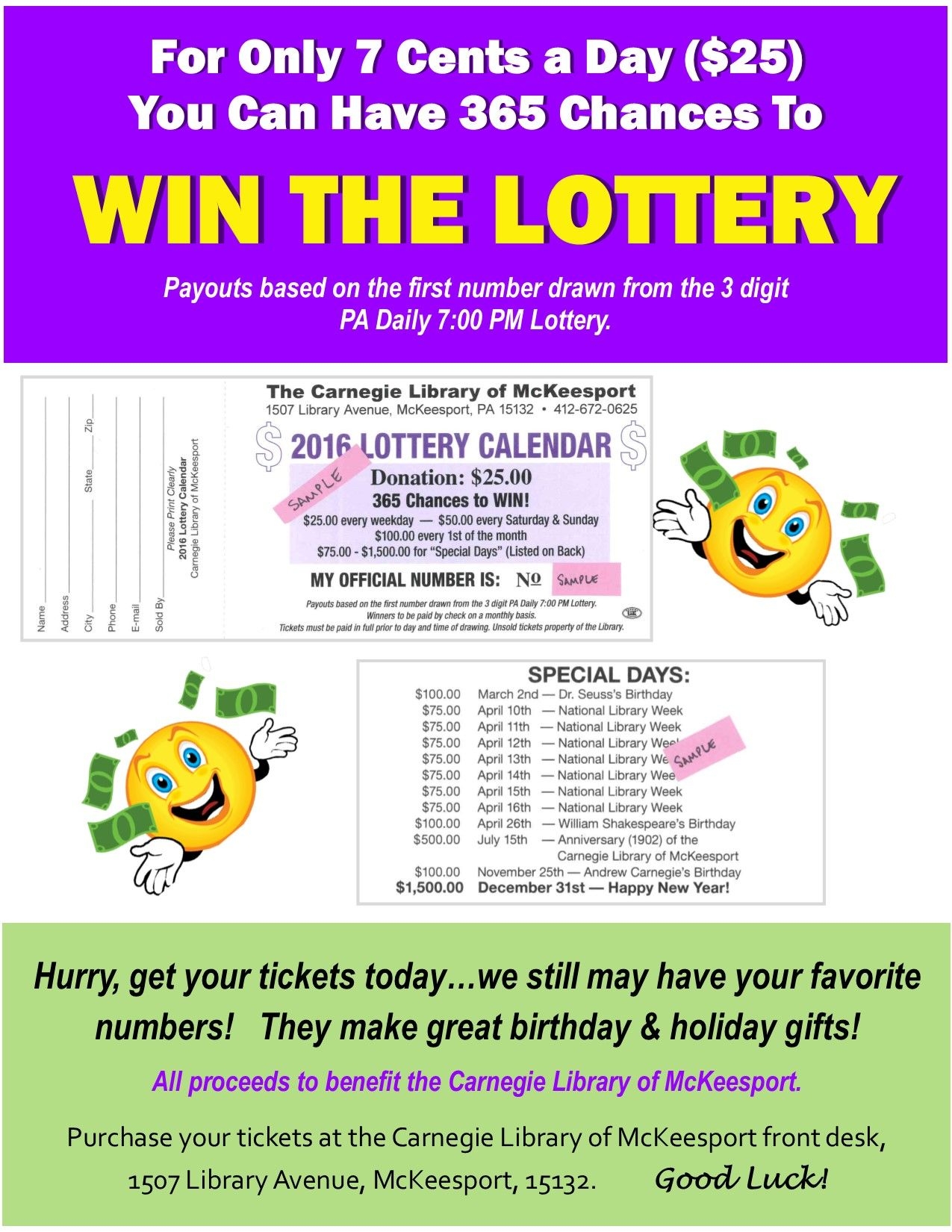 Pa Lottery Calendar Fundraiser