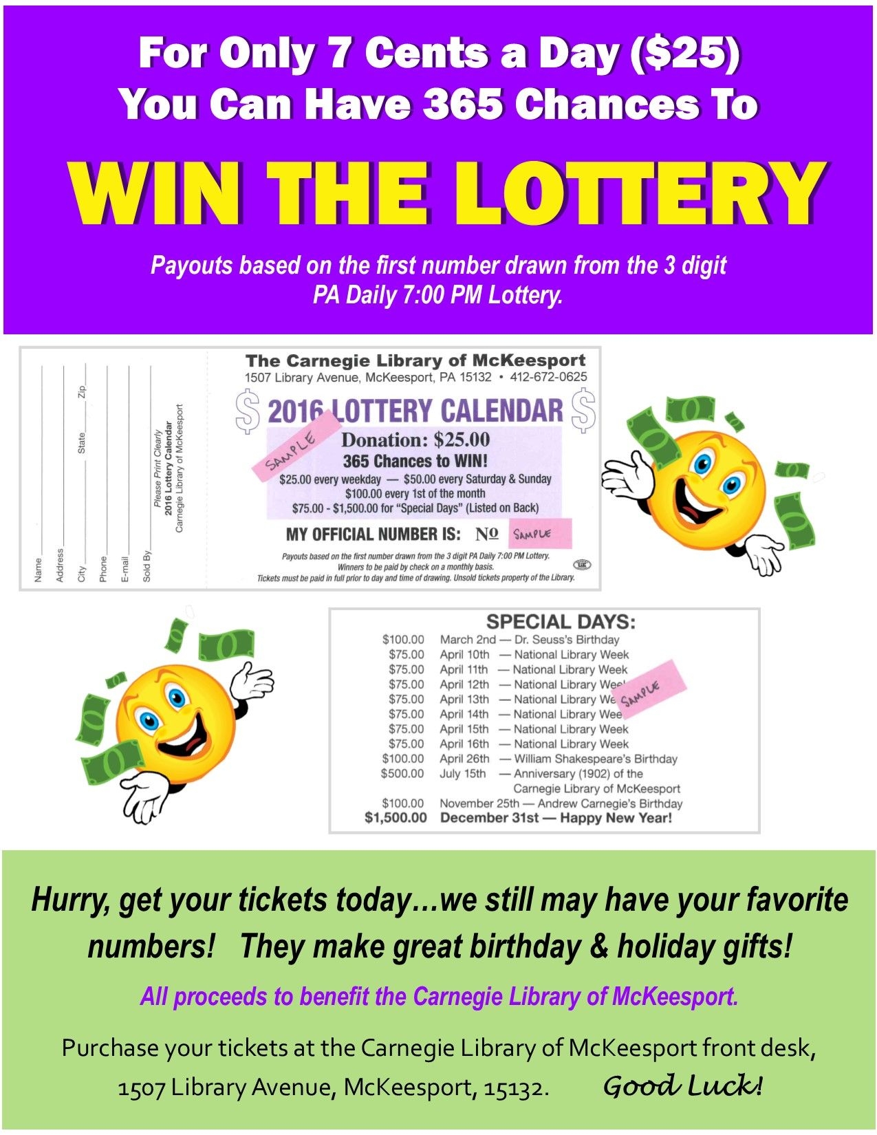 pa lottery calendar fundraiser