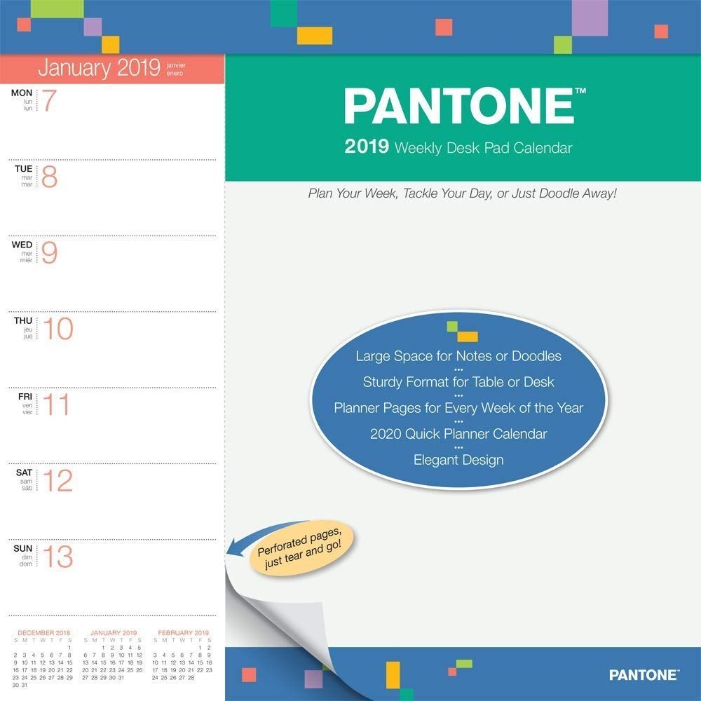 Pantone™ 2019 10 X 10 Inch Weekly Desk Pad Calendar From