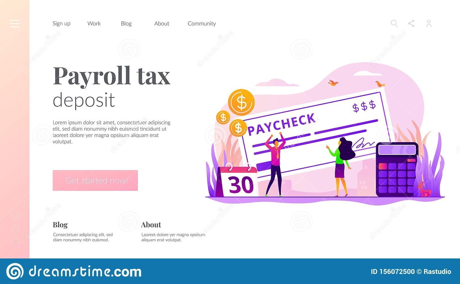 Paycheck Landing Page Template Stock Vector Illustration