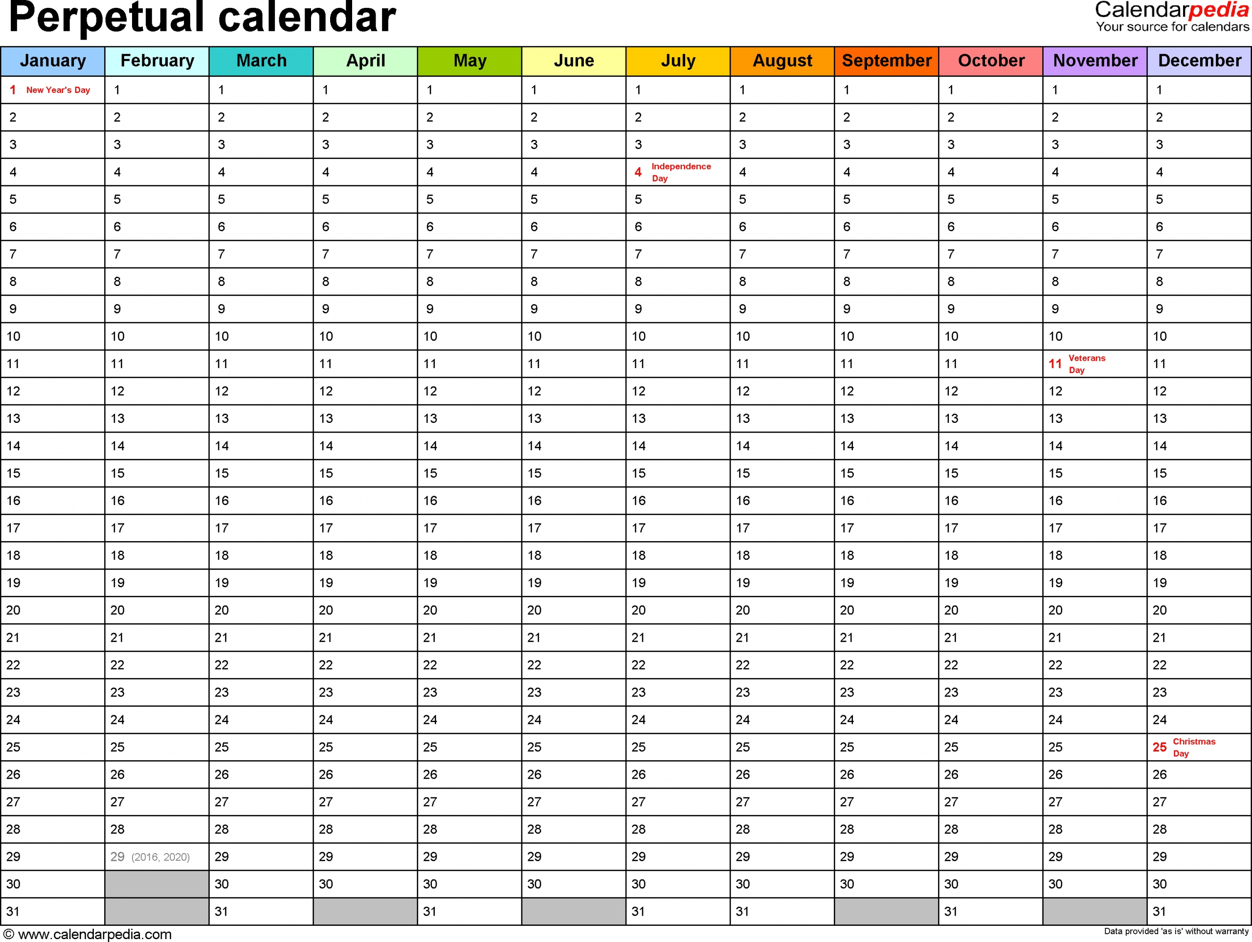 Editable Perpetual Calendar Google Sheets - Example Calendar Printable