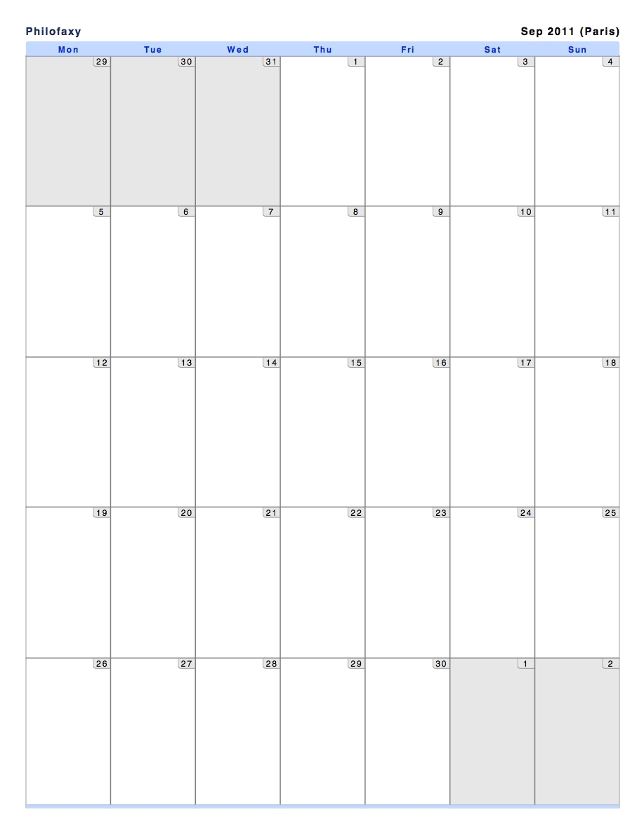 Philofaxy: Monthly View Calendars