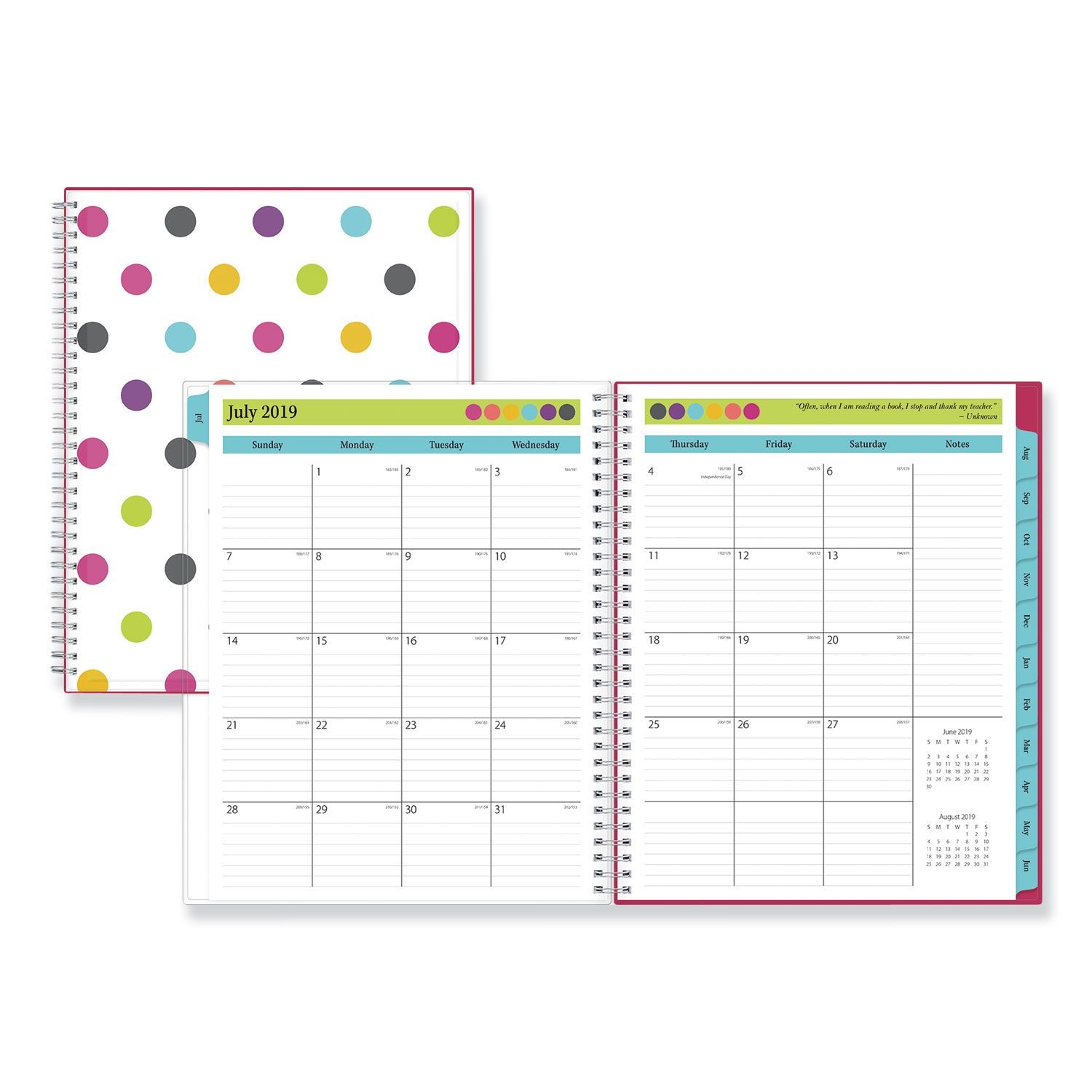 pink 2019 2020 monthly planner calendar in protective sleeve