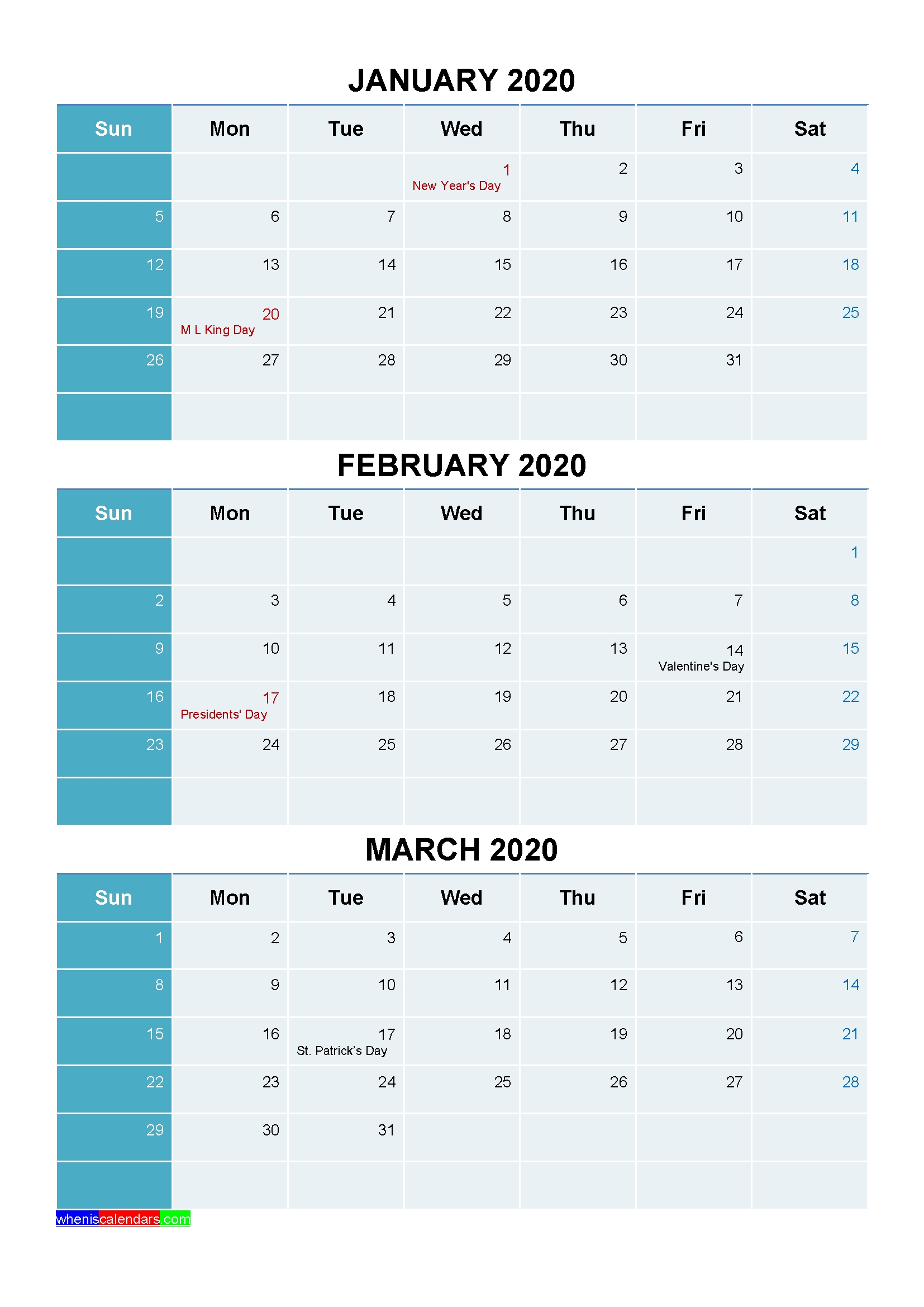 plan for a successful 2020 with printable calendar 2020 |