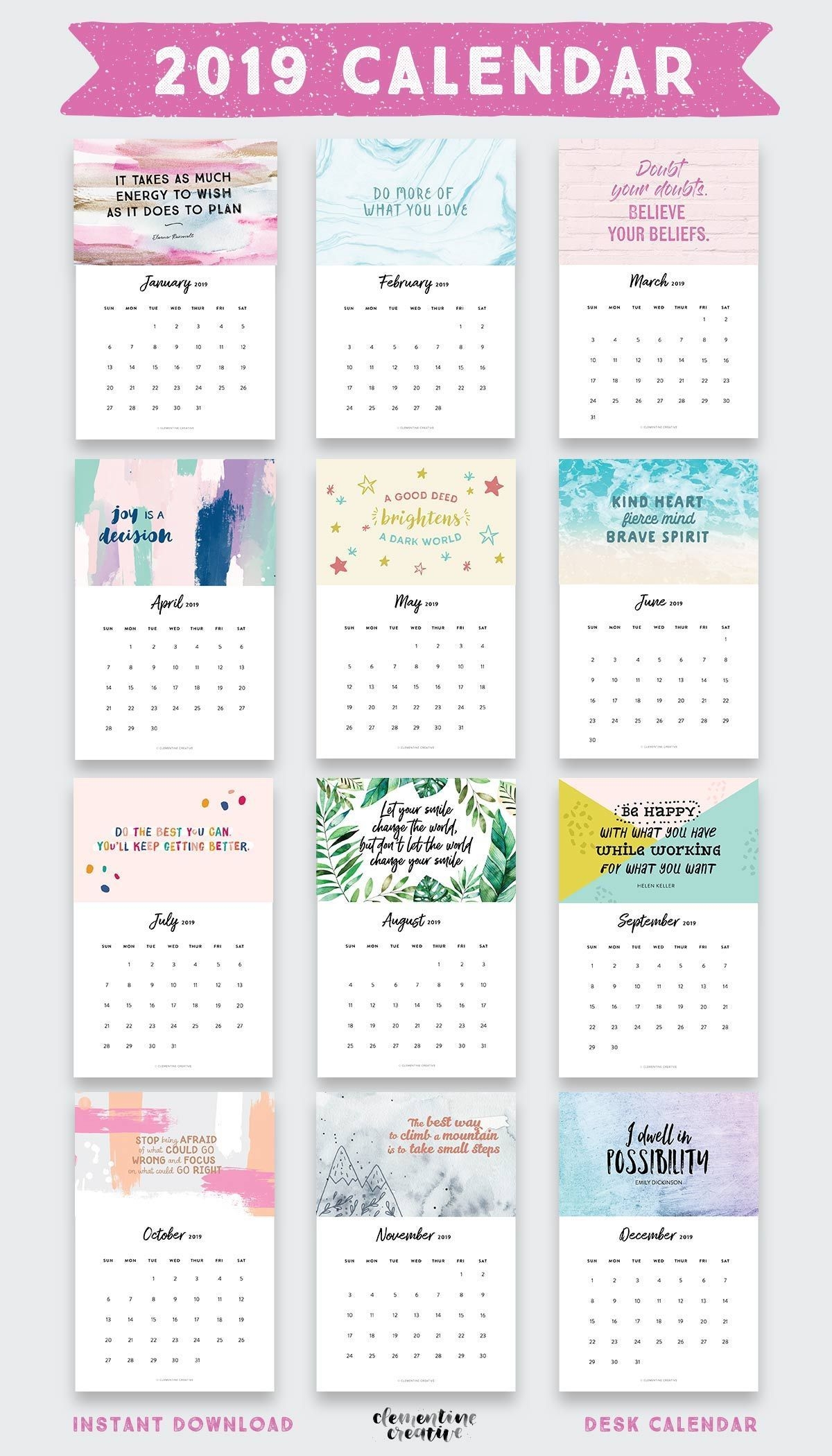 printable 2020 inspirational quotes calendar ( free bonus