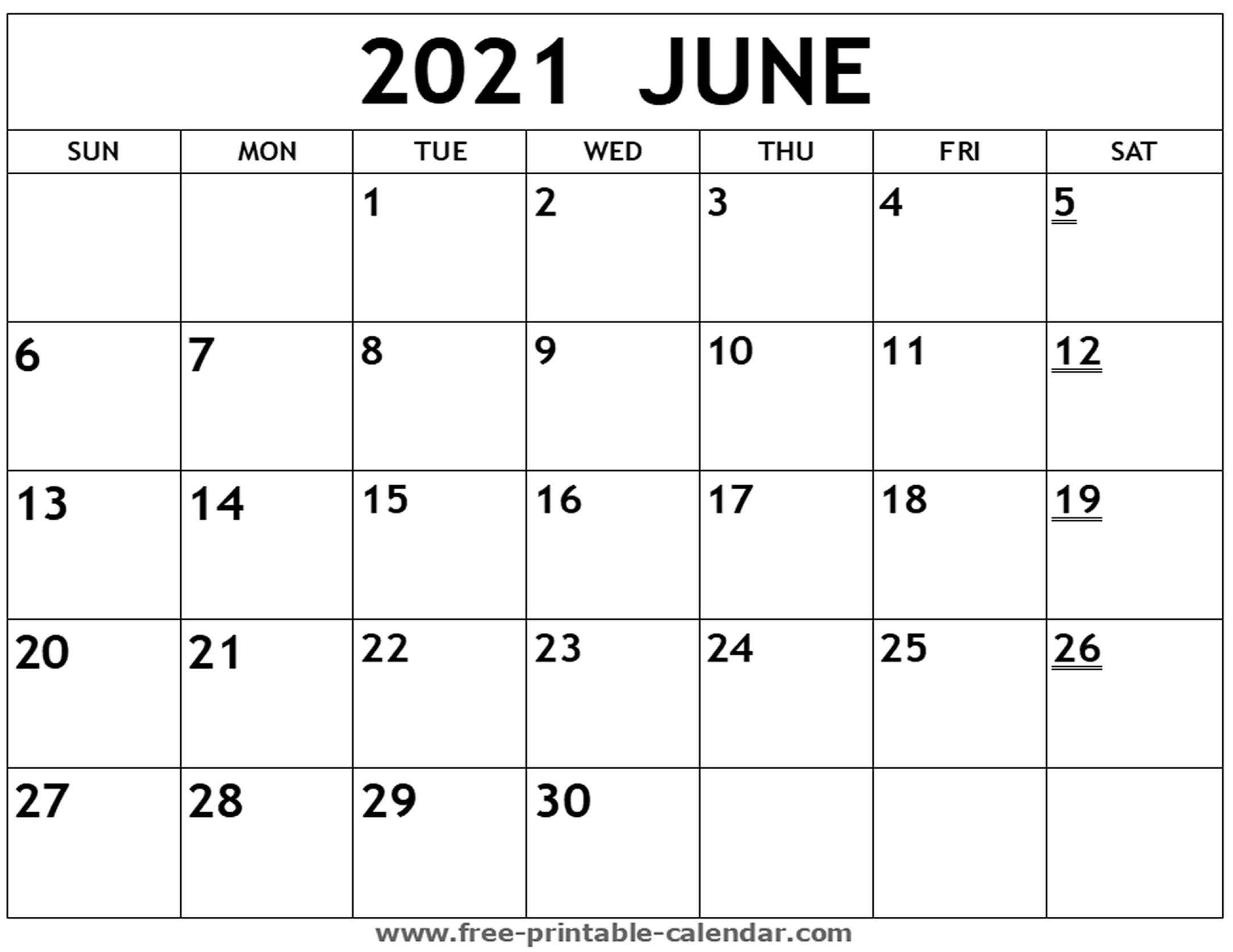 Printable 2021 June Calendar Free Printable Calendar