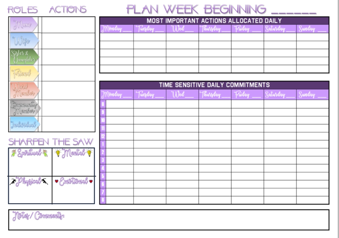 printable a4 pdf weekly wall planner / calendar based on the