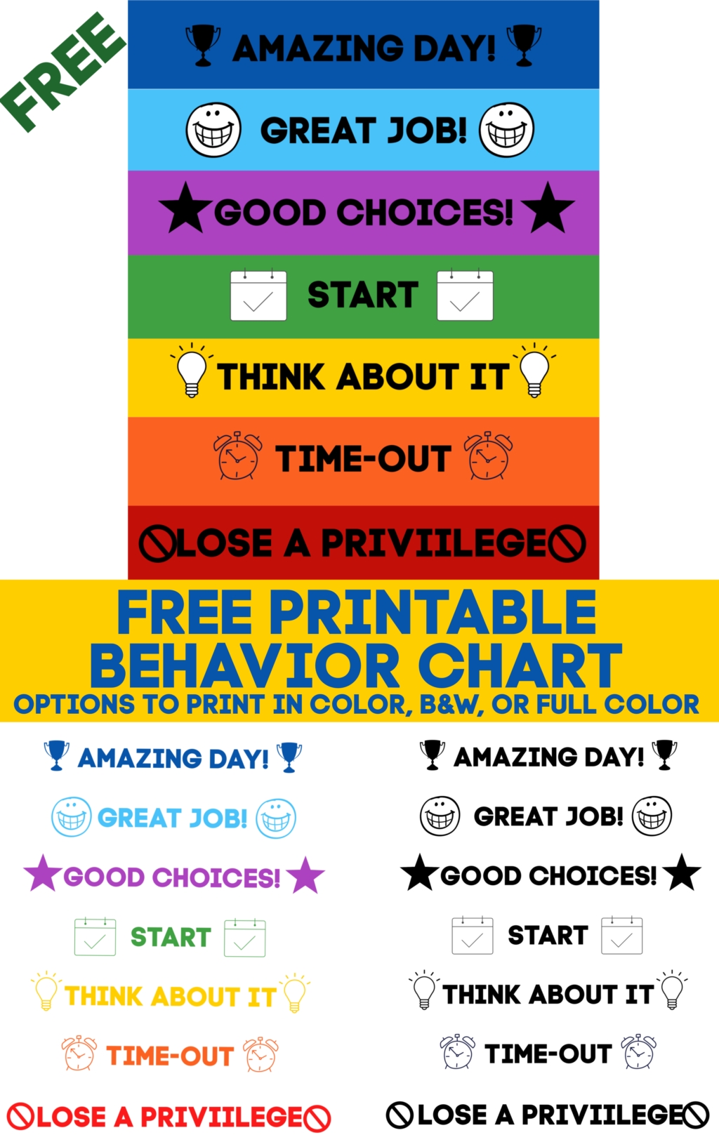 printable behavior chart (free download) 10 more free
