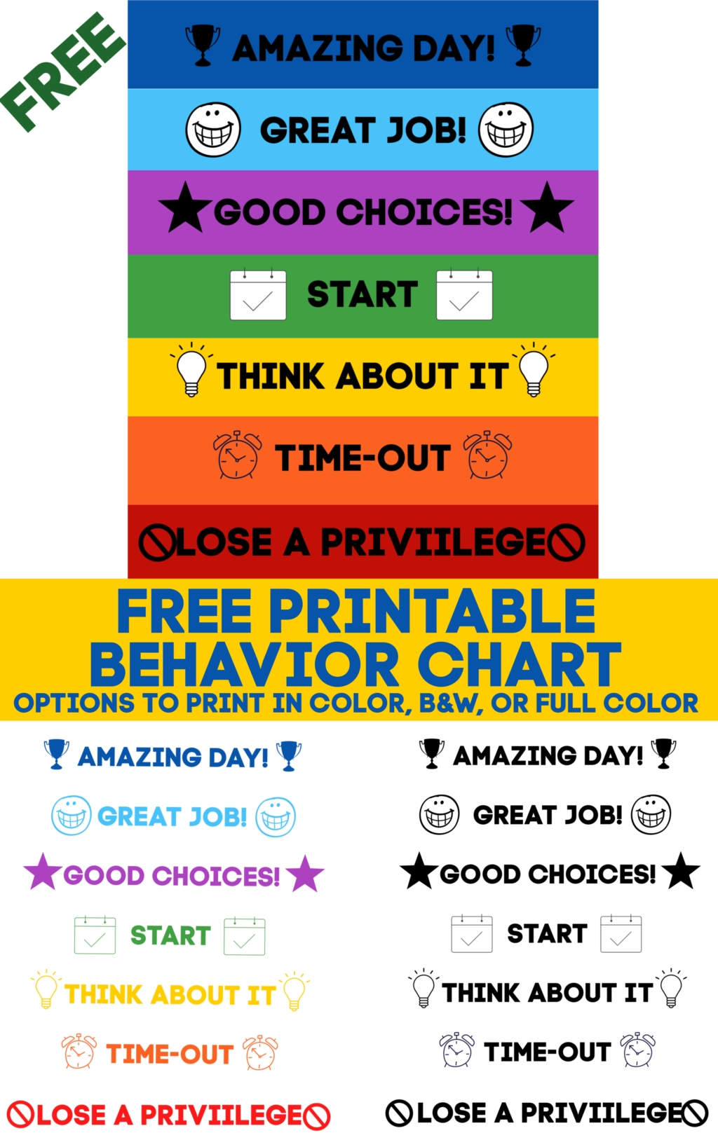 Printable Behavior Chart (free Download) 10 More Free