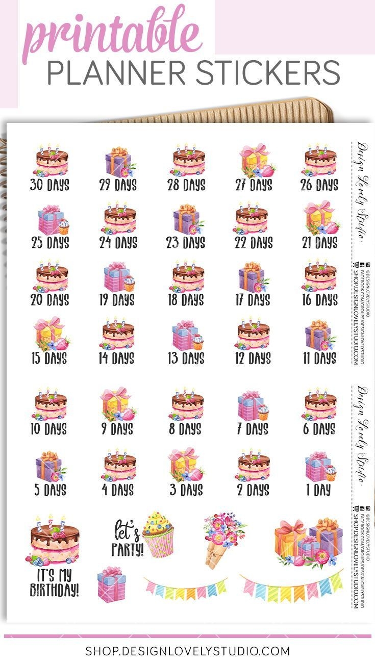 printable birthday countdown planner stickers birthday
