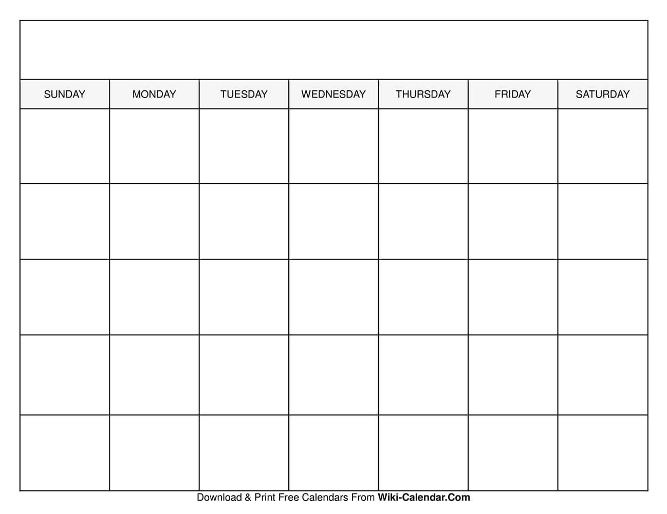 printable blank calendar templates