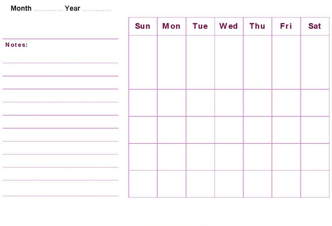 Printable Blank Monthly Calendar | Blank Monthly Calendar