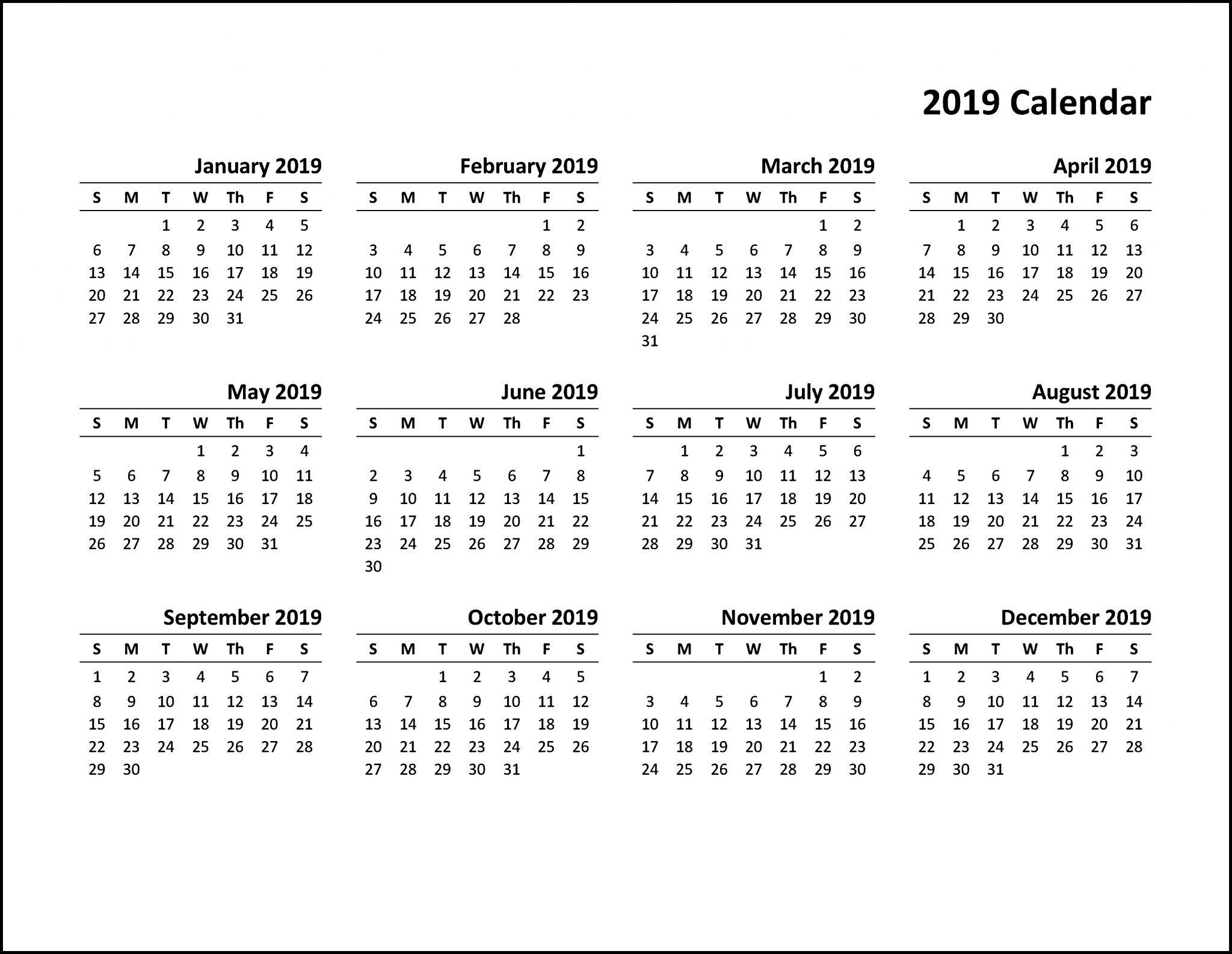 Printable Calendar 2019 Pdf | Printable Calendar Template