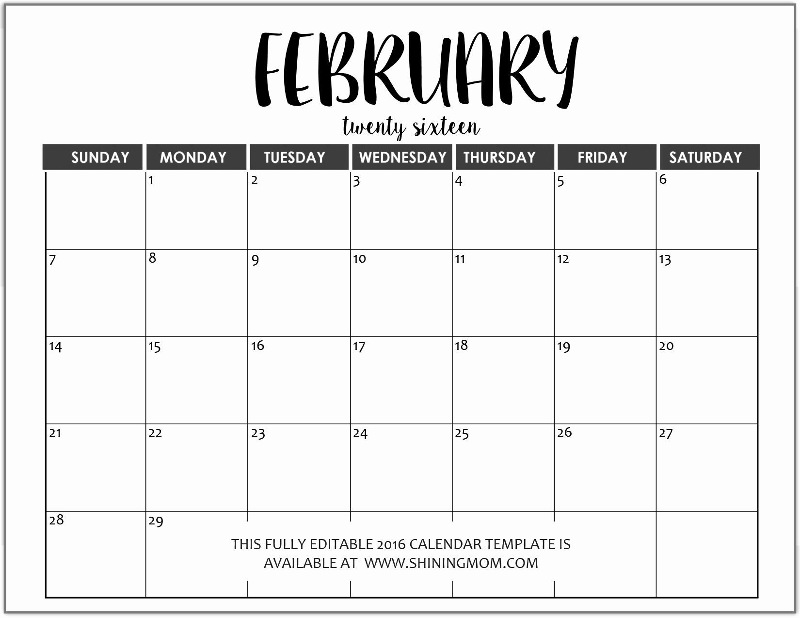 Printable Calendar You Can Type On In 2020 | Editable