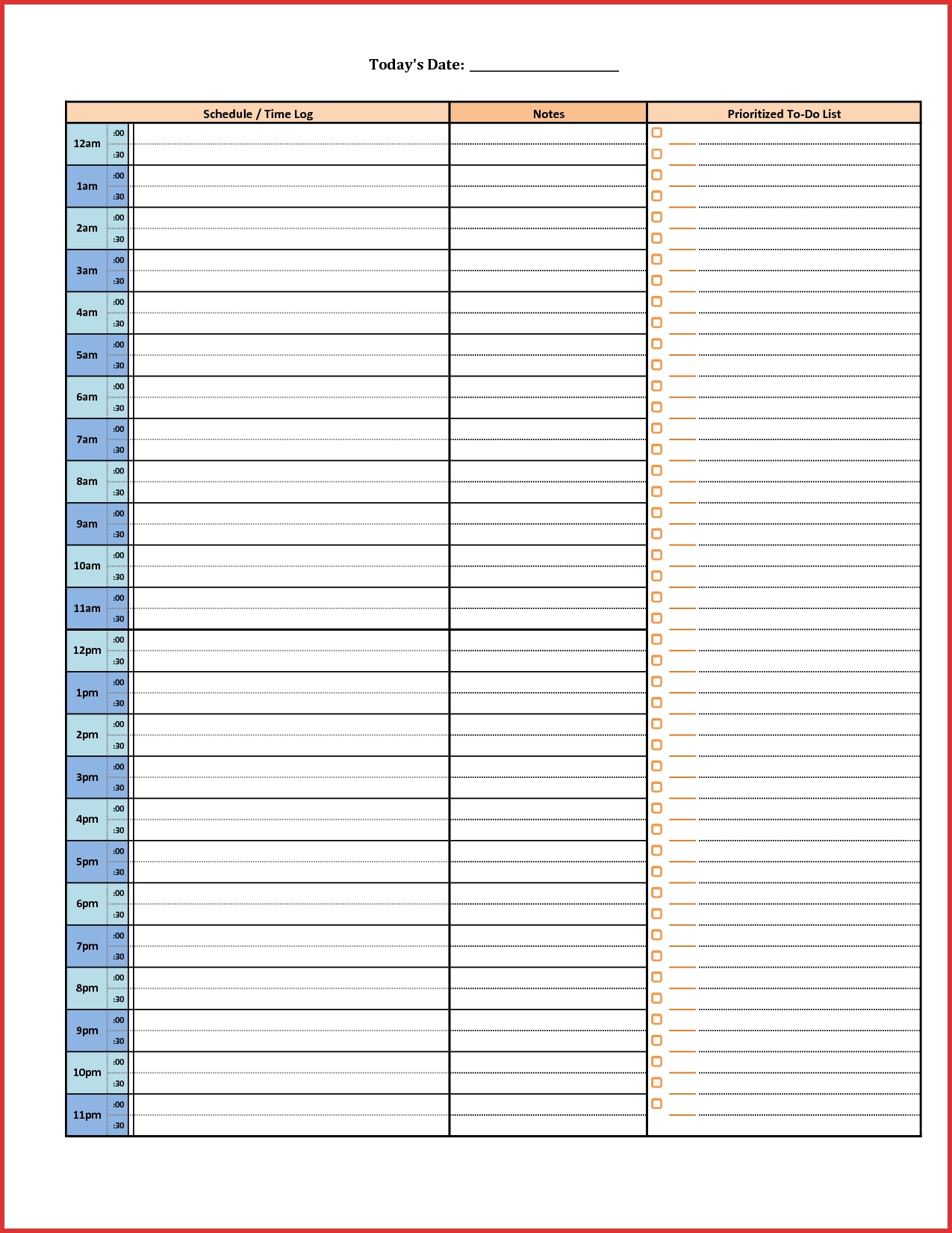 printable daily hourly schedule template knowledge pinterest