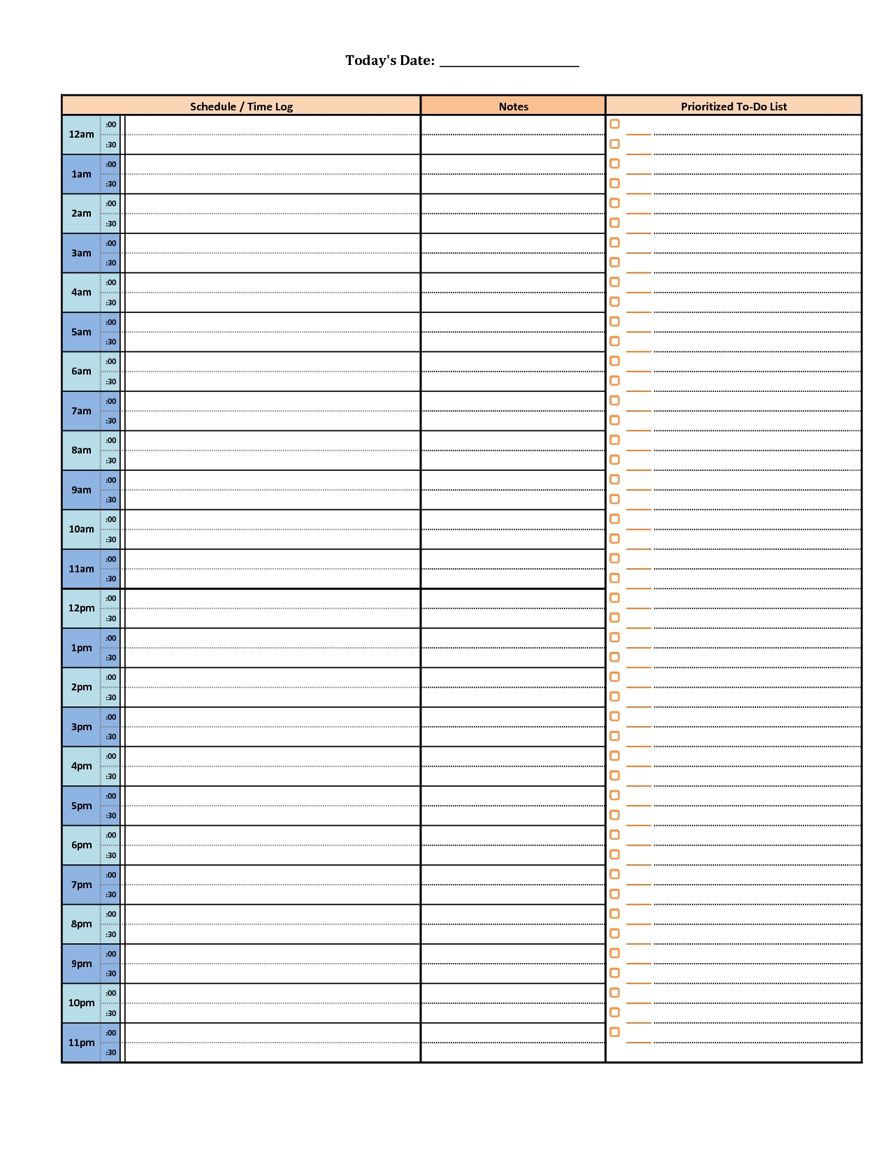 Printable Daily Hourly Schedule Template | Weekly Planner