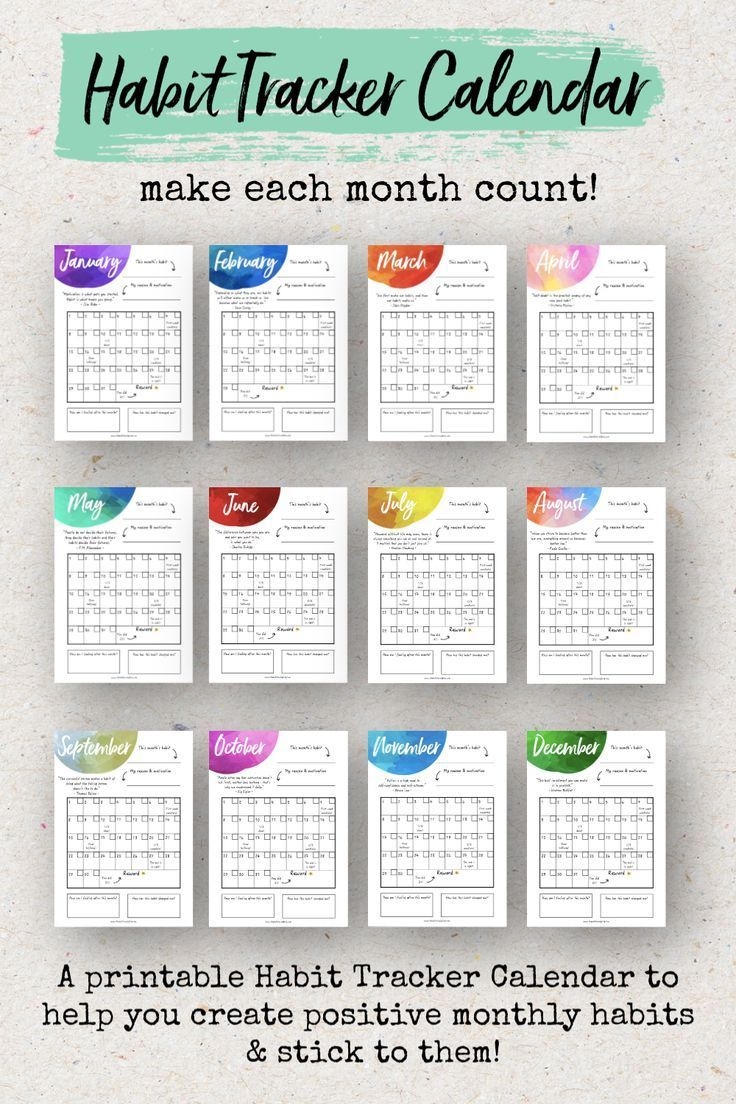 printable habit tracker calendar positivity printables