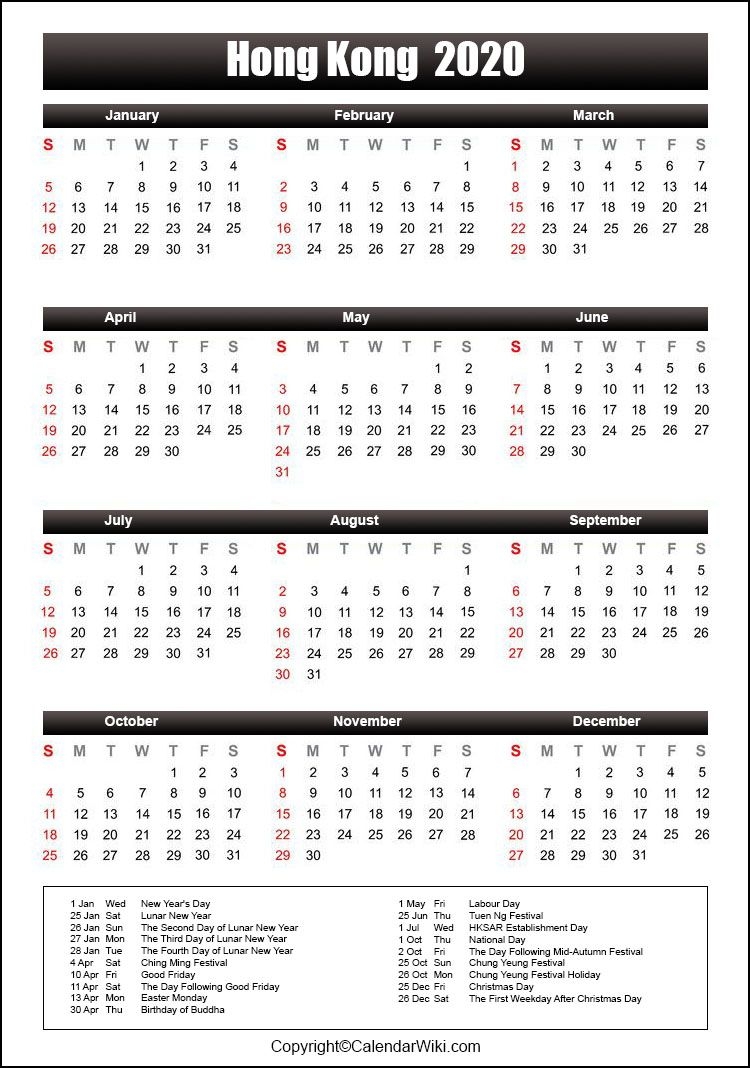 printable hongkong calendar 2020 with holidays [public holidays]