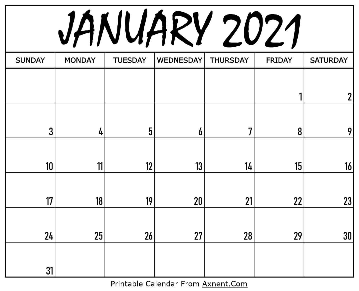 printable january 2021 calendar template time management