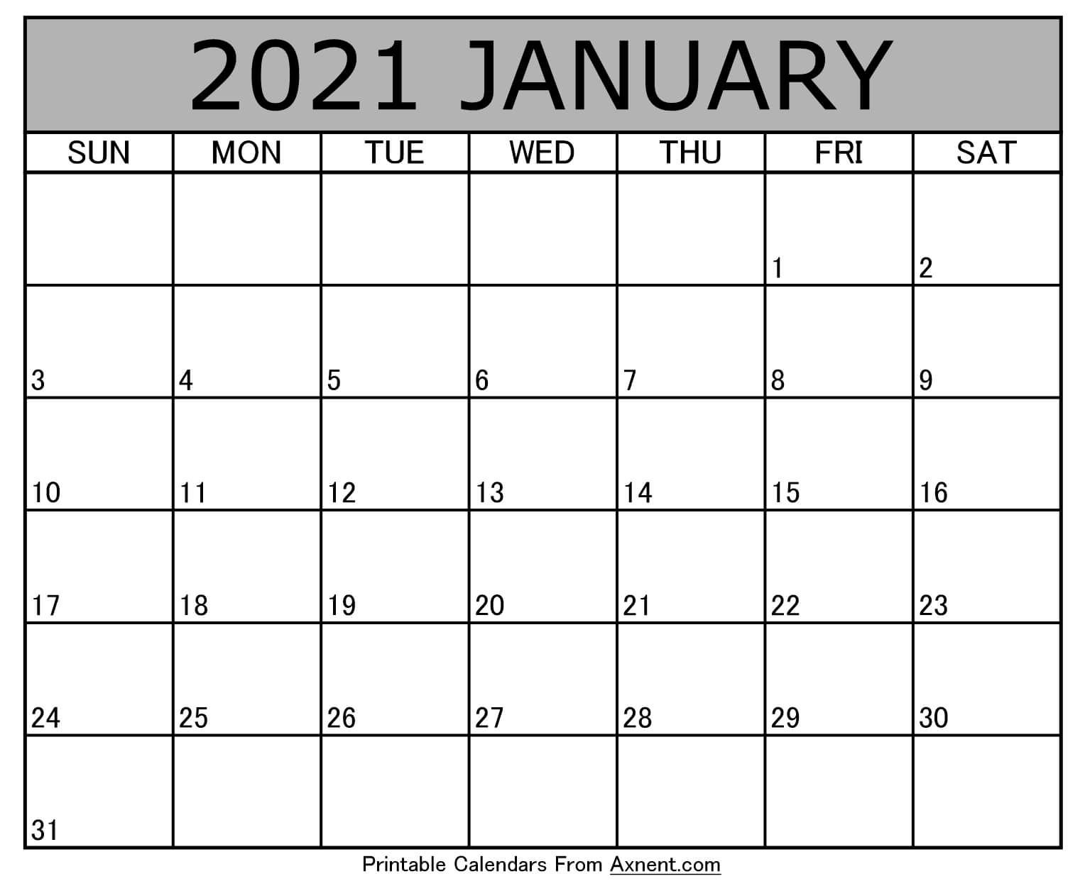 printable january 2021 calendar template time management