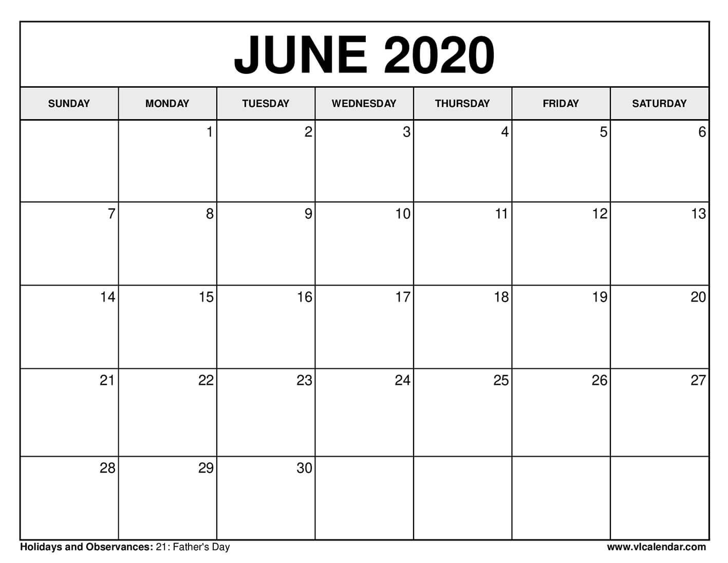 printable june 2020 calendars