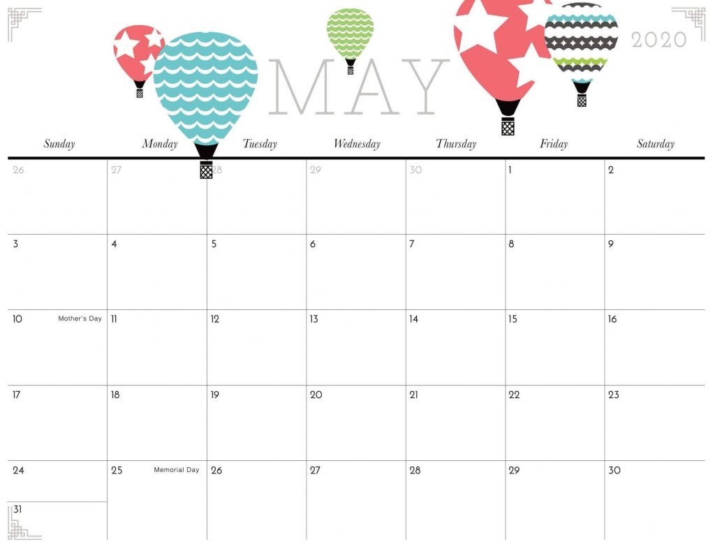 Printable May 2020 Calendar Notes Excel With Holidays Web