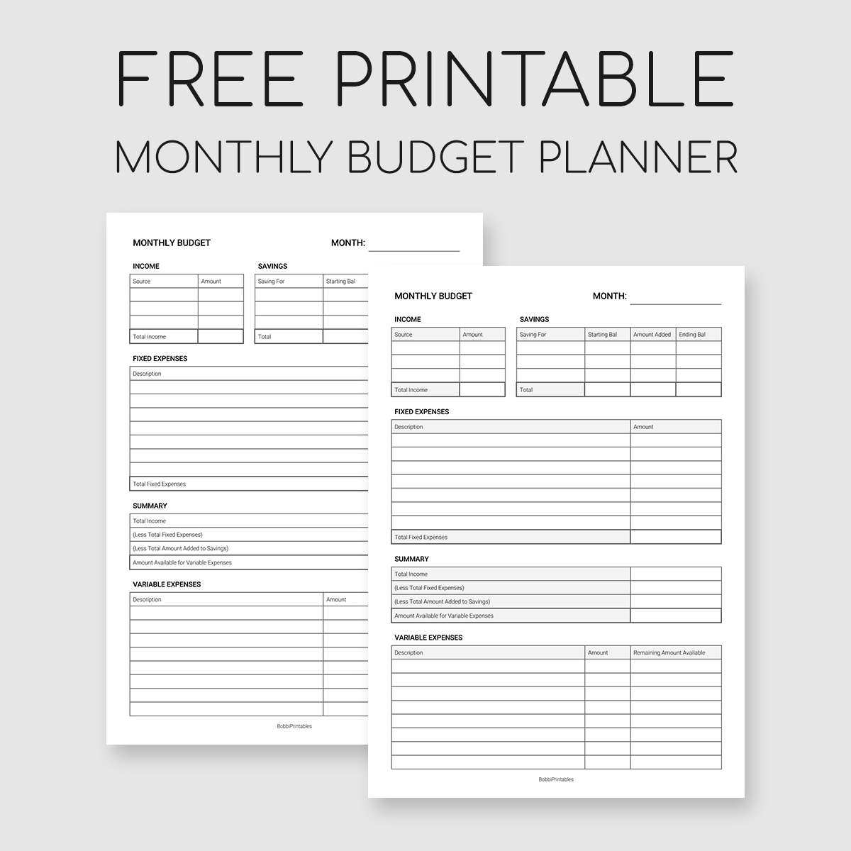 free printable monthly budget calendar