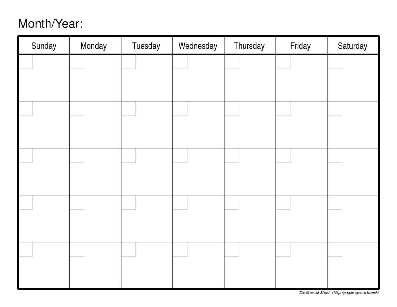 printable monthly calendar without dates | monthly calendar