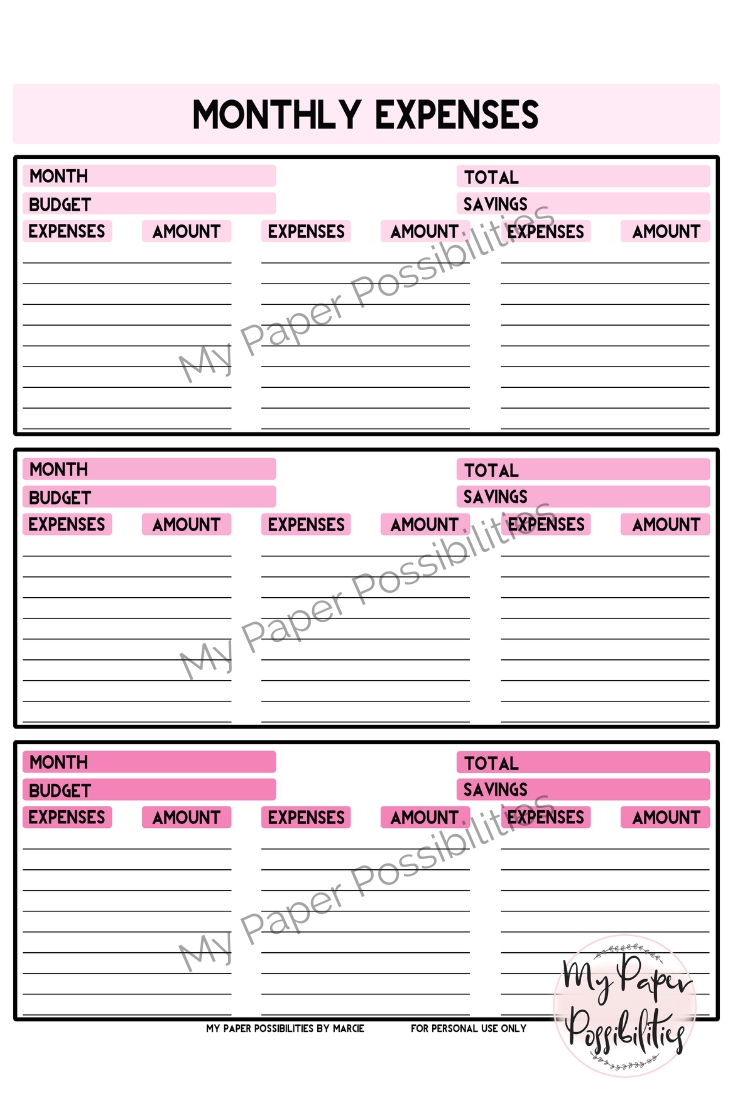 Printable Monthly Expenses Tracker Track And Plan Your