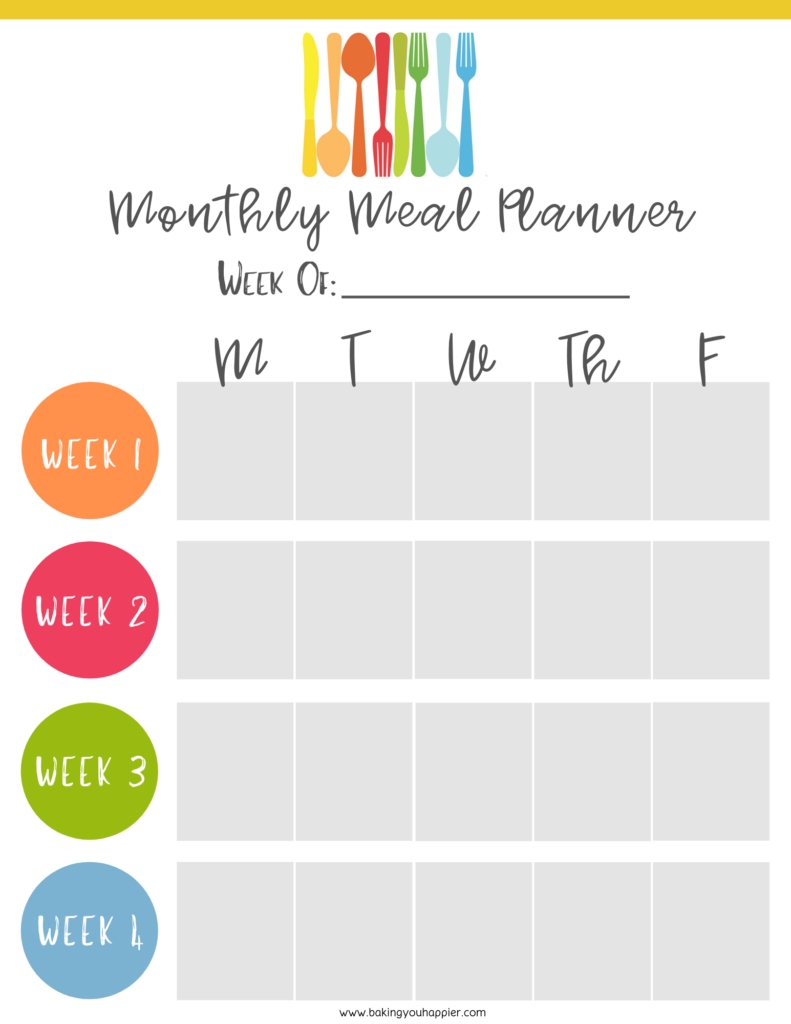 Printable Monthly Meal Planner & Grocery List | Baking You