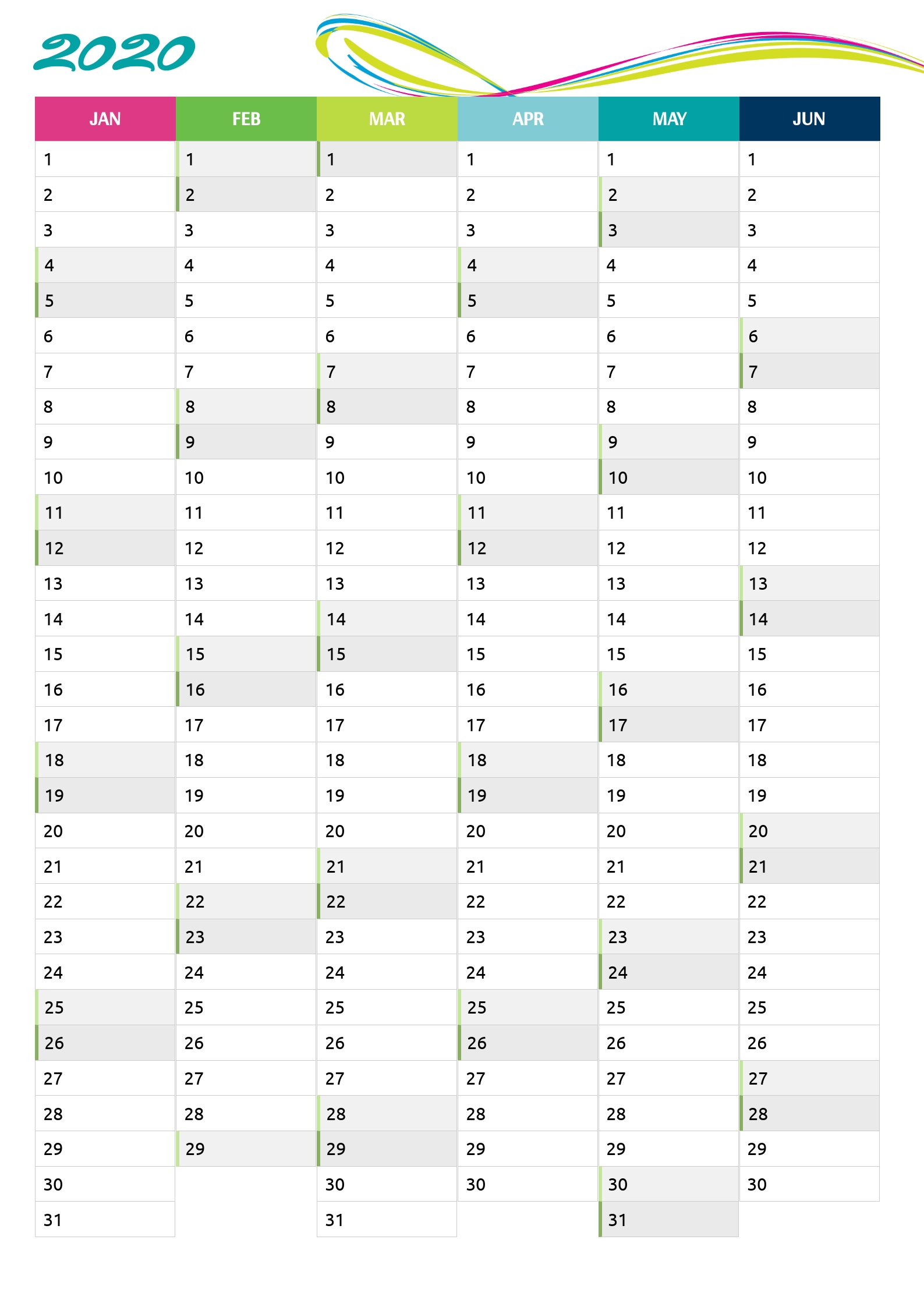 printable two pages vertical calendar pdf download