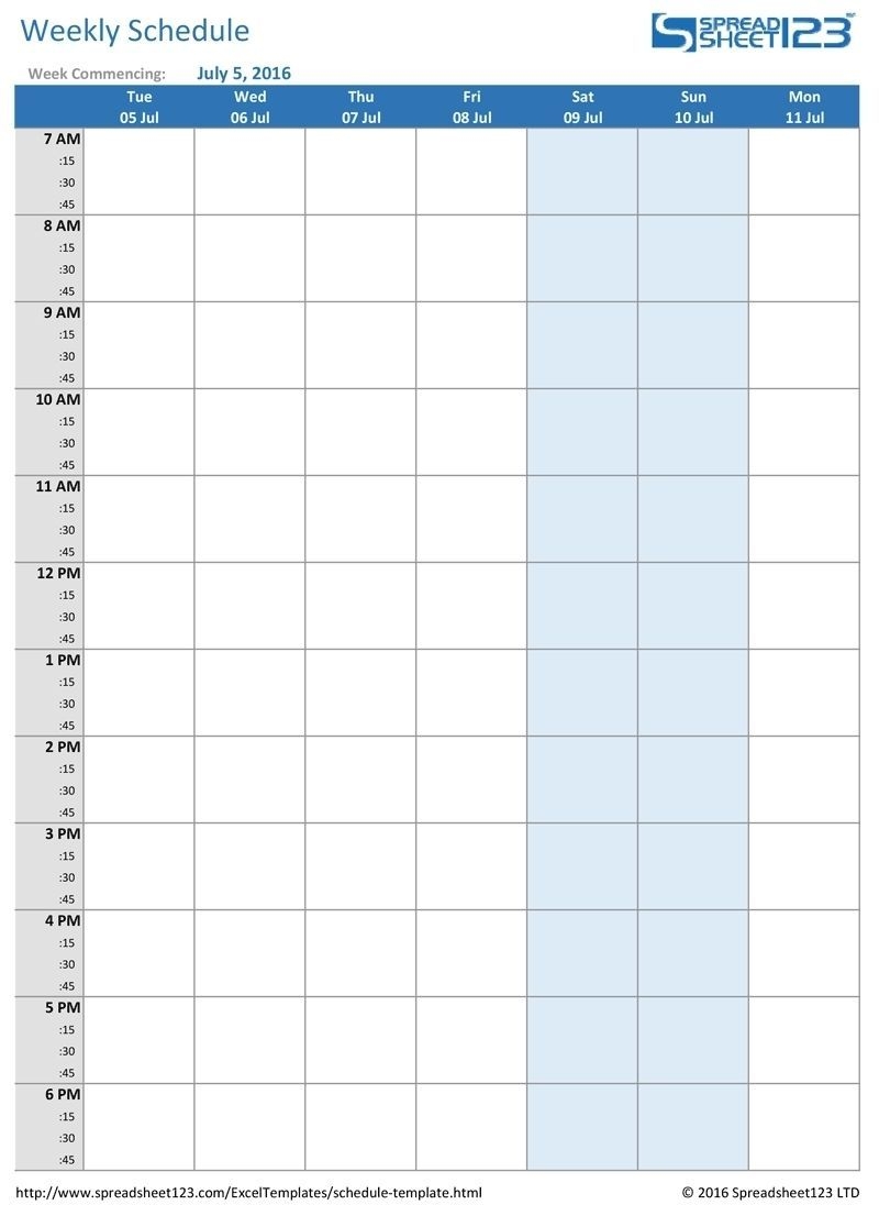 Printable Weekly Calendar With 15 Minute Time Slots