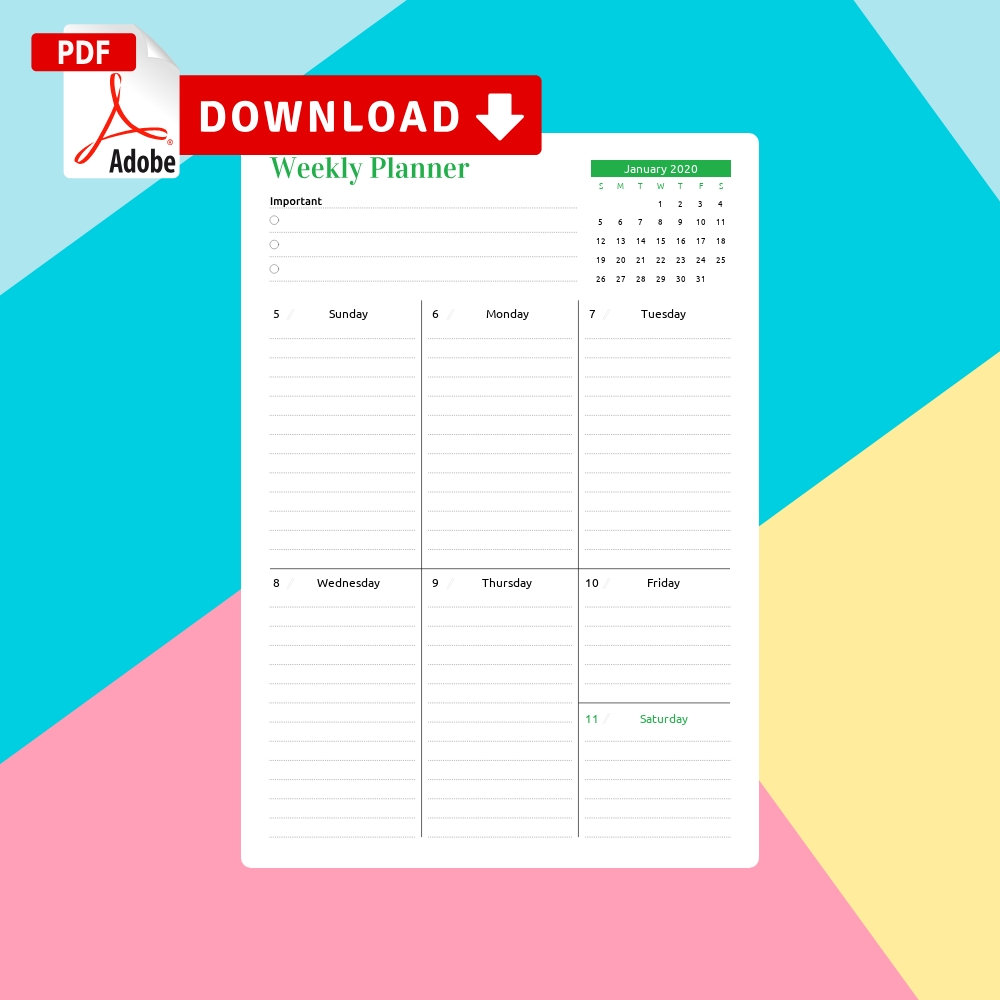 printable weekly planner templates download pdf
