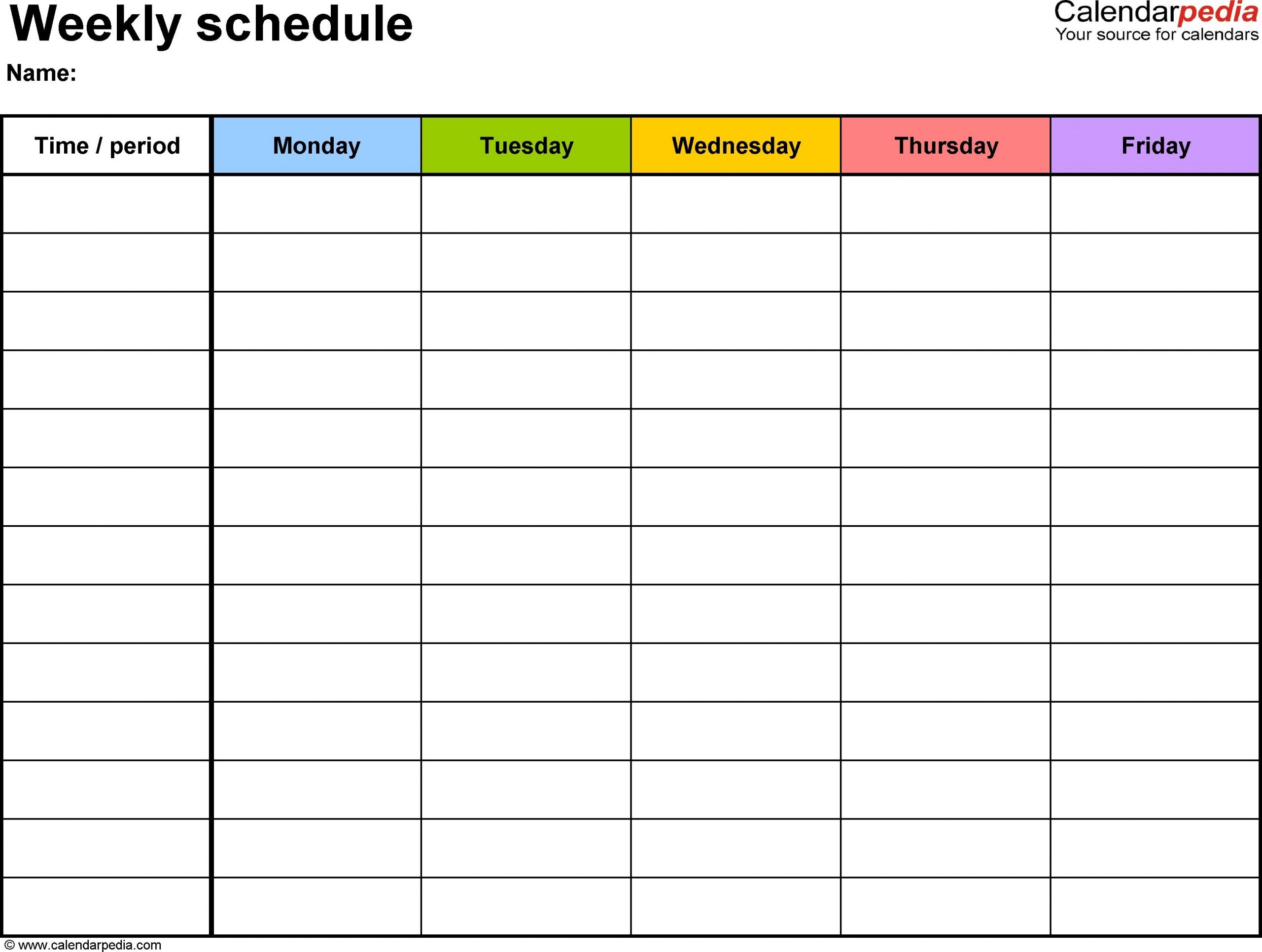 printable weekly schedule template | room surf