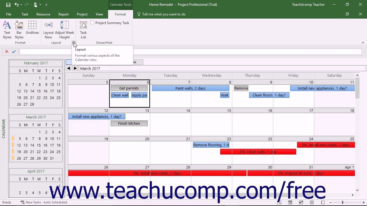 project 2016 tutorial the calendar view microsoft training